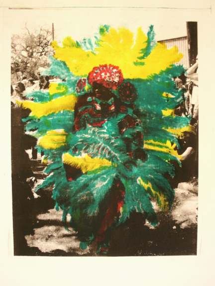 Indian in Green, color litho